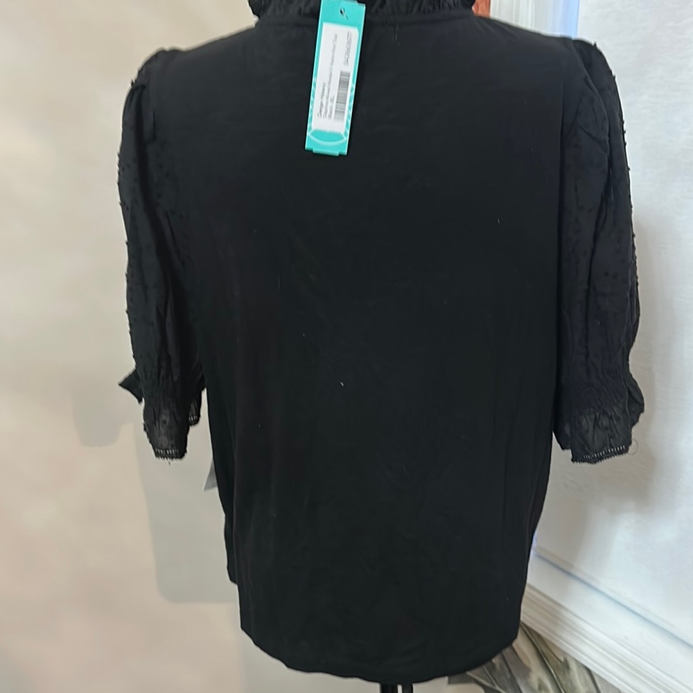 Design History Black Puff Sleeve Ruffled Blouse - Picture 3 of 6